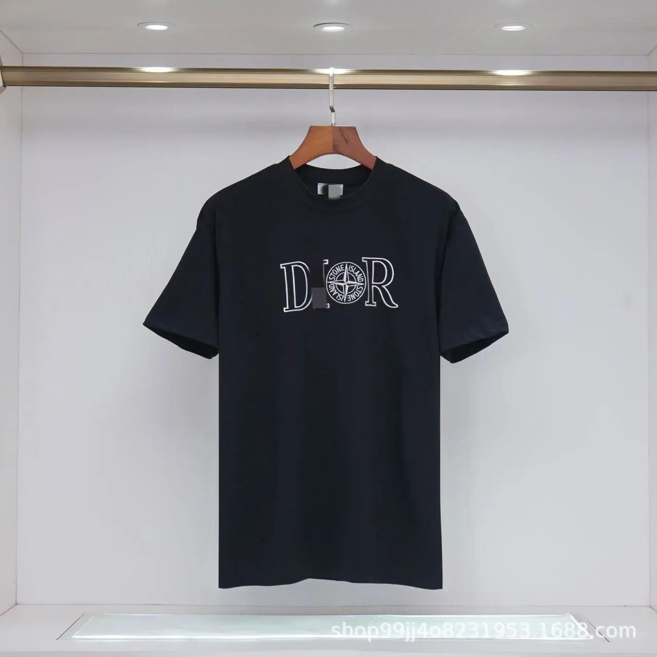 Dior x Stone Island Co-branded Casual Black Short-sleeve T-shirt