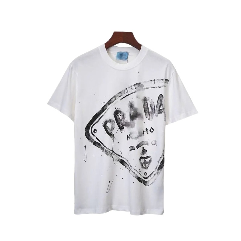 Prada Graffiti Print Street Style White T-Shirt