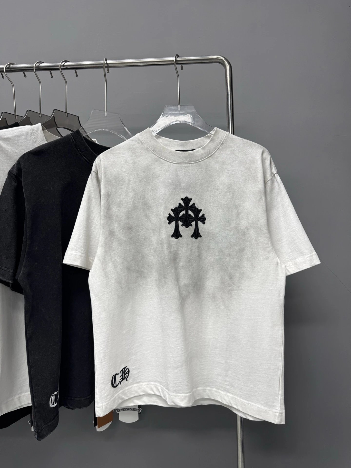 Chrome Hearts Cross Embroidered Street Style White T-shirt