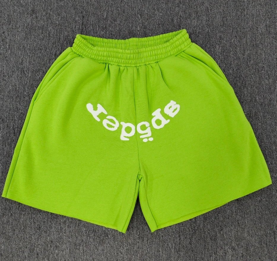 Sp5der Printed Street Style Neon Green Shorts