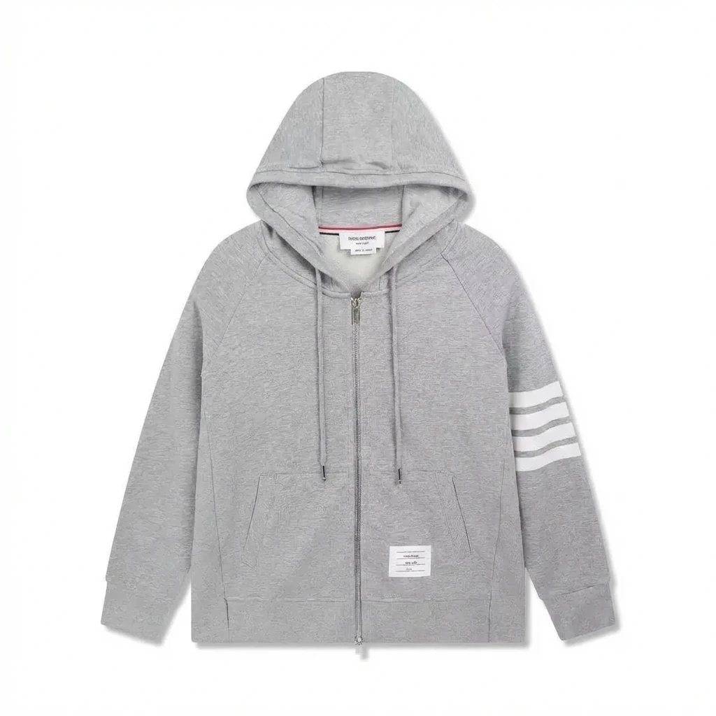 Thom Browne's classic grey hoodie