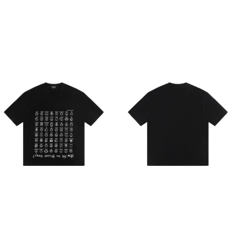 Balenciaga Emoji Printed Street Style Black T-Shirt