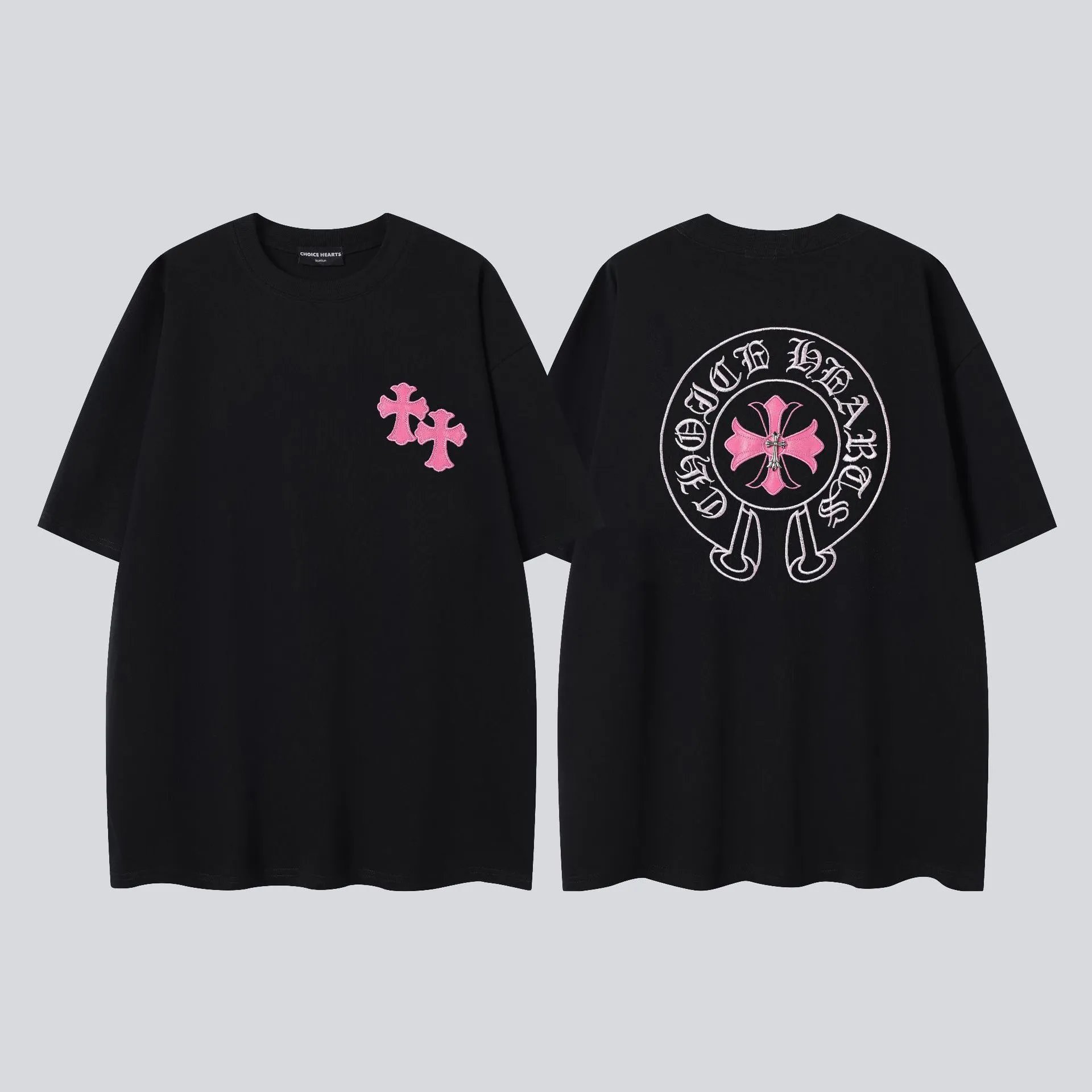 Chrome Hearts Cross Embroidered Street-style Black T-Shirt
