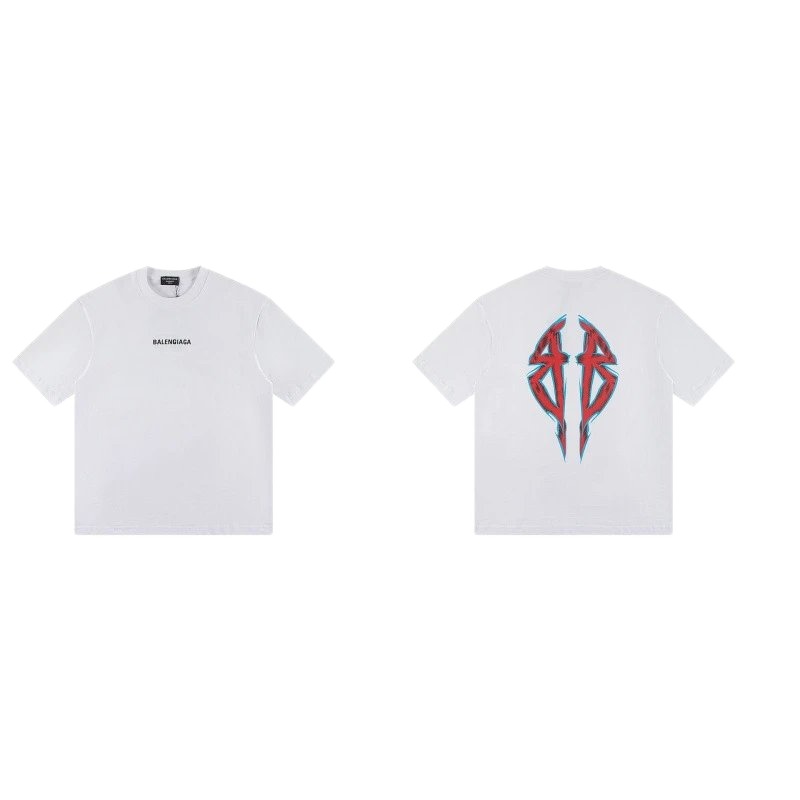 Balenciaga Double B Graffiti Street Style White T-Shirt