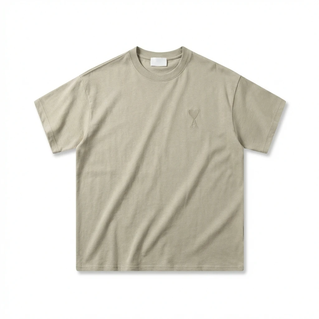 AMI minimalist style khaki T-shirt