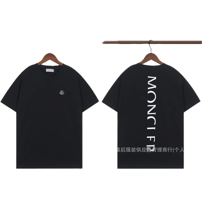 Moncler Letter Print Casual Style Black T-Shirt
