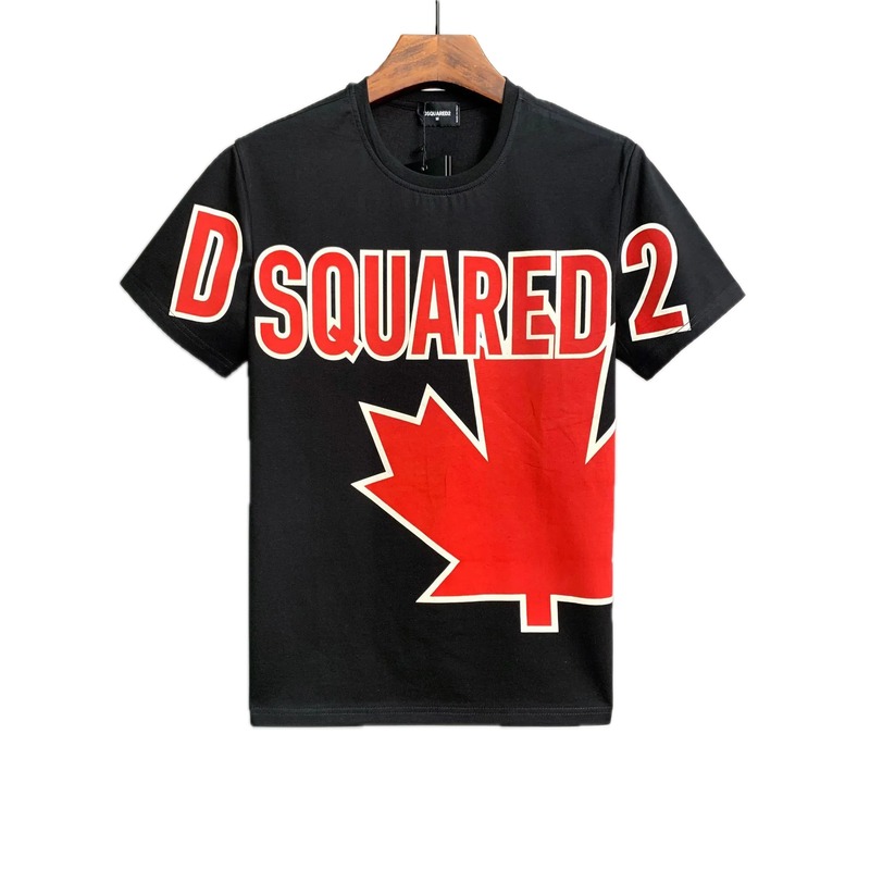 DSQ Maple Leaf Street Style Black Short-sleeve T-shirt