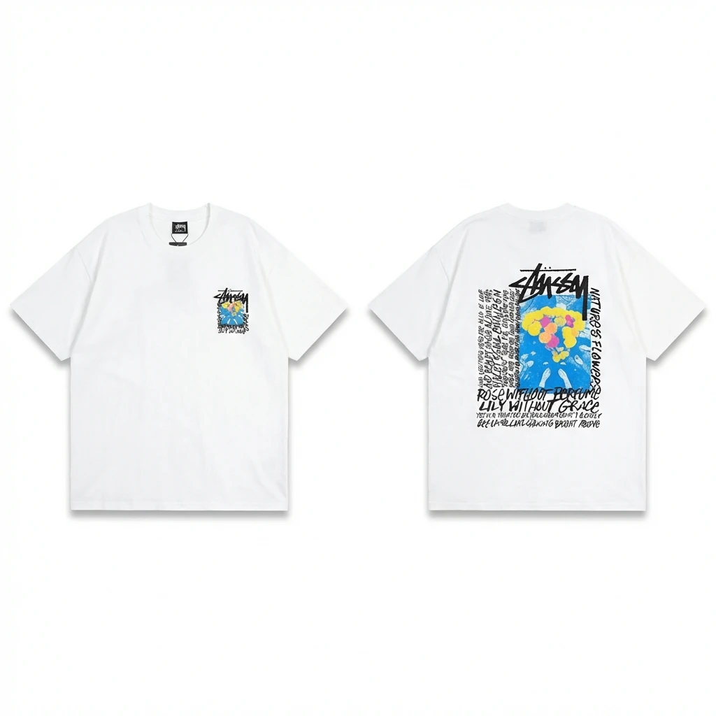 Stussy Printed Trendy White T-shirt