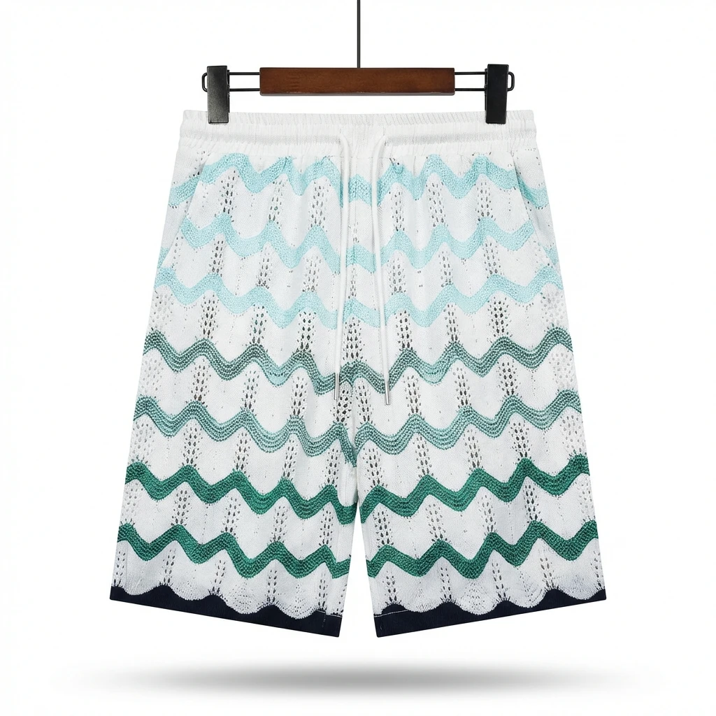 Casablanca Wave-patterned Retro Shorts