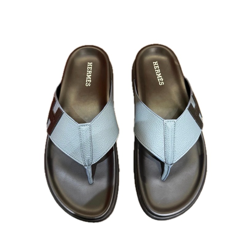 Hermès Classic Casual Style Grey-blue Flip-flops