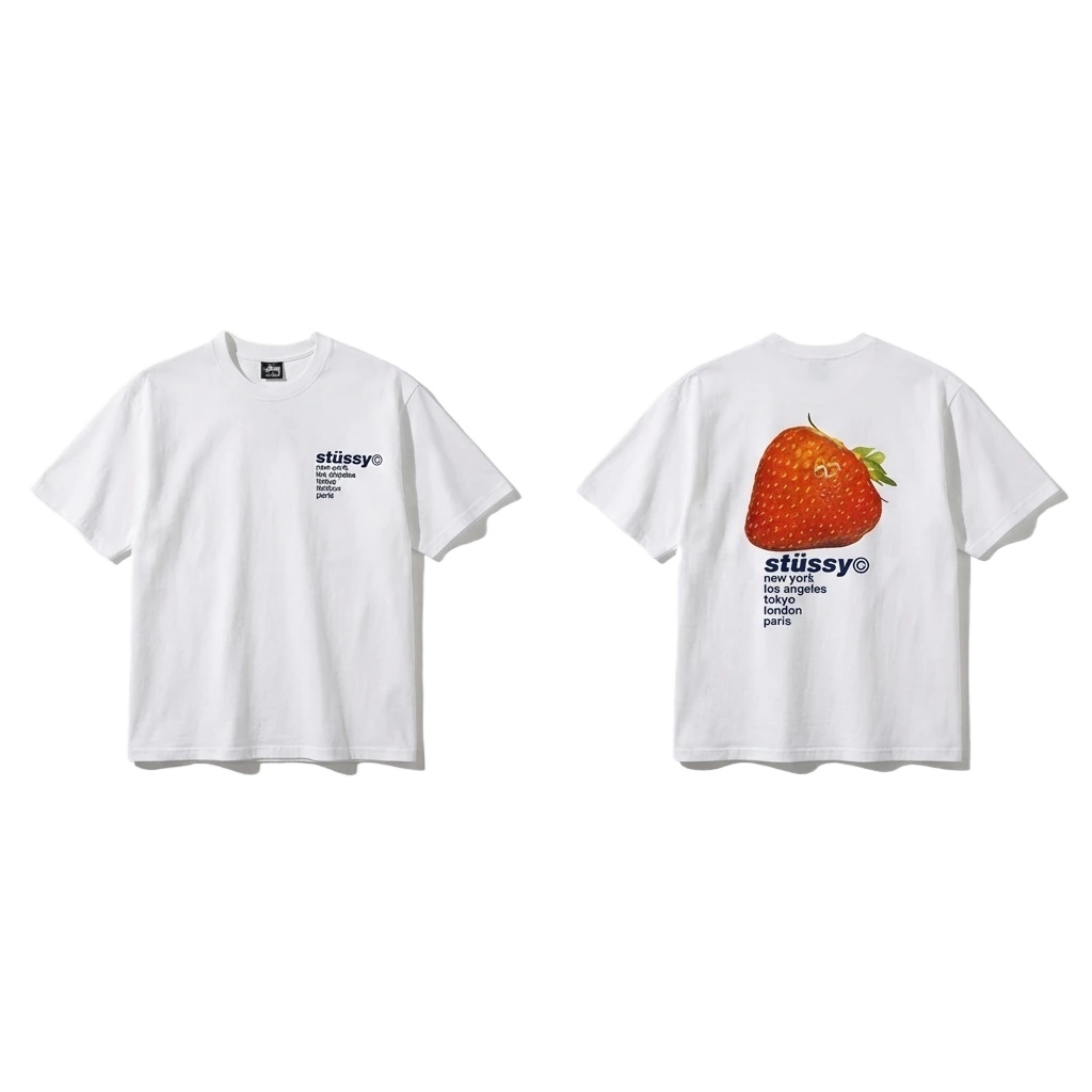 Stussy Strawberry Print White T-shirt