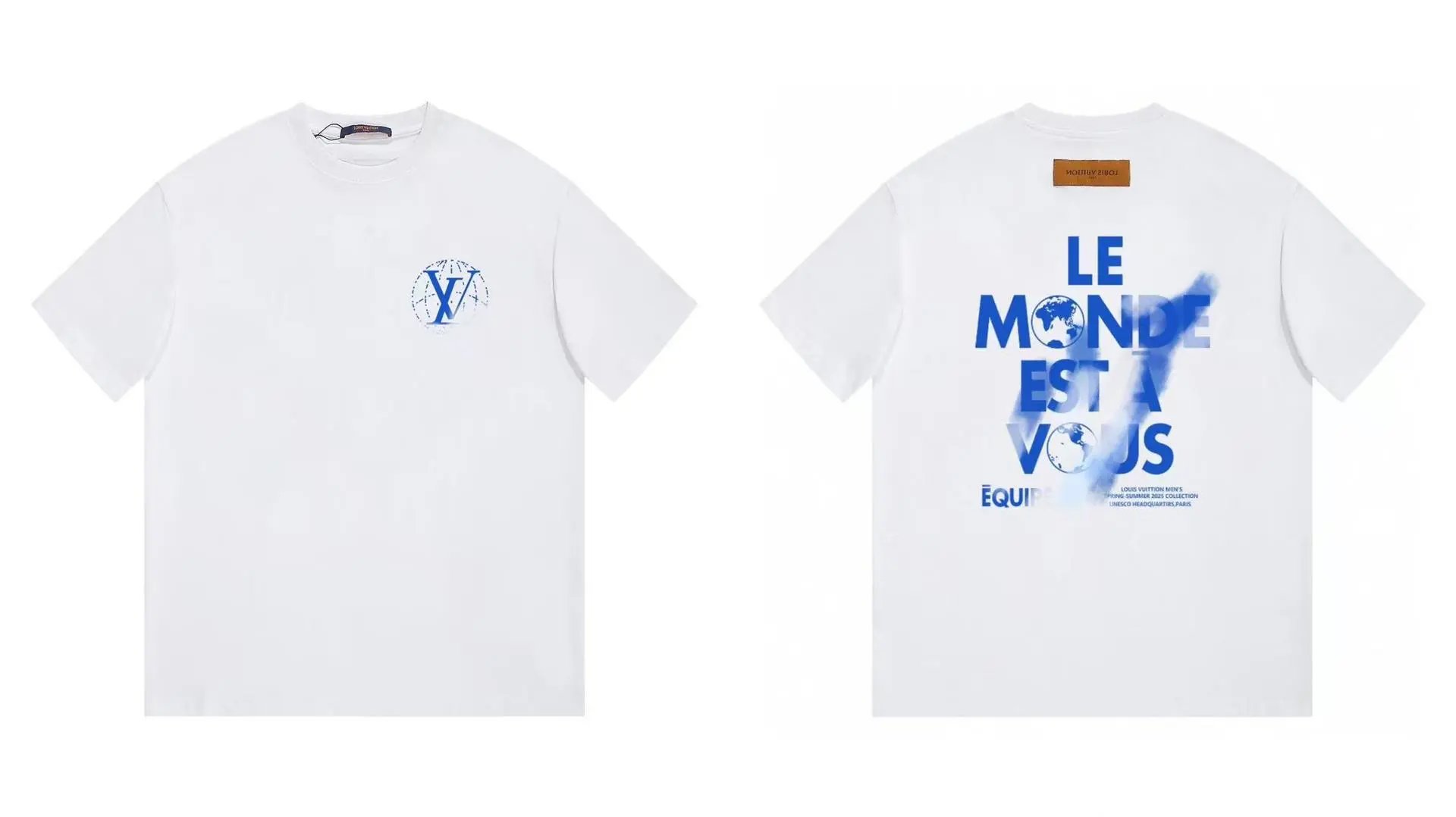 Louis Vuitton Trendy Global Print White Short-sleeve T-shirt
