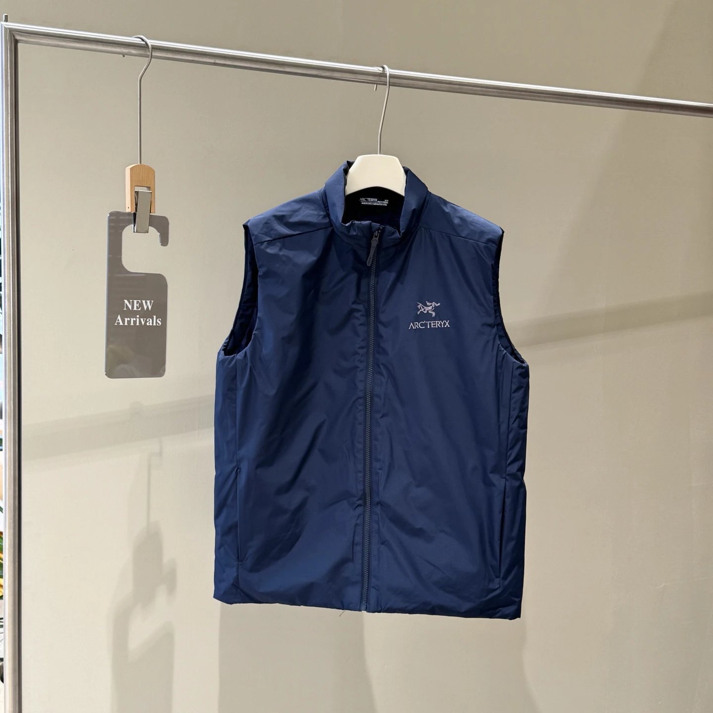 Arc'teryx Lightweight Shell Vest with simple stand collar in Navy