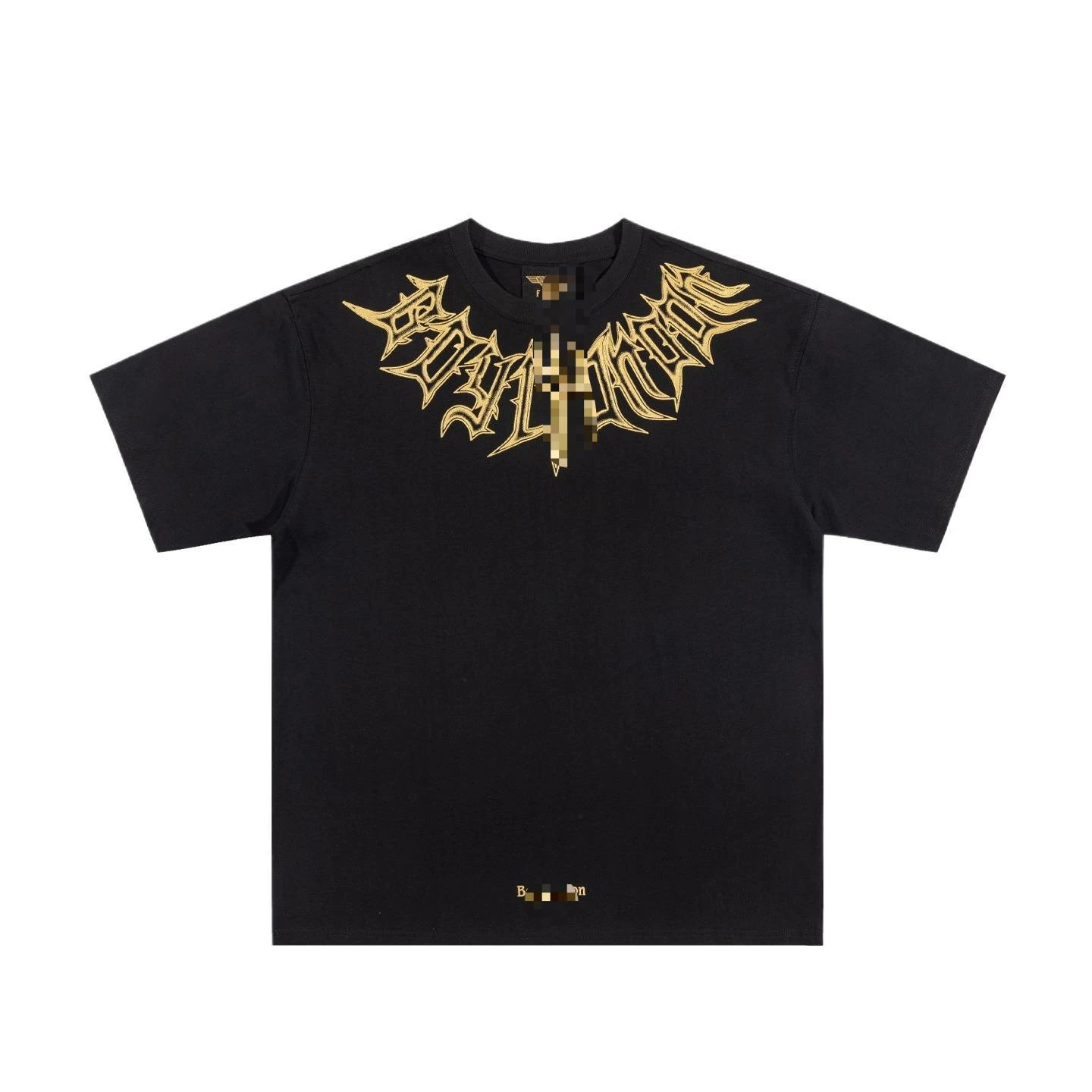 BOY Gold-foiled Gothic Edgy & Trendy Black Short-sleeve T-Shirt