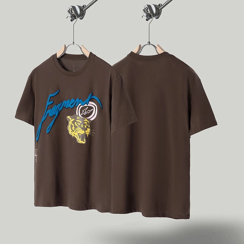 Travis Scott Co-branded Street-style Brown Short-sleeve T-Shirt