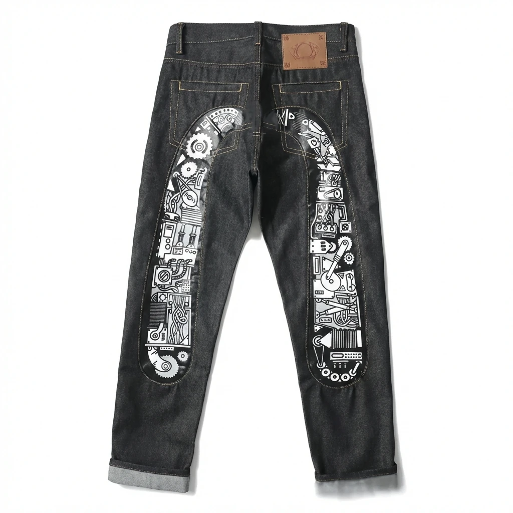 EVISU Mechanical Style Black Jeans