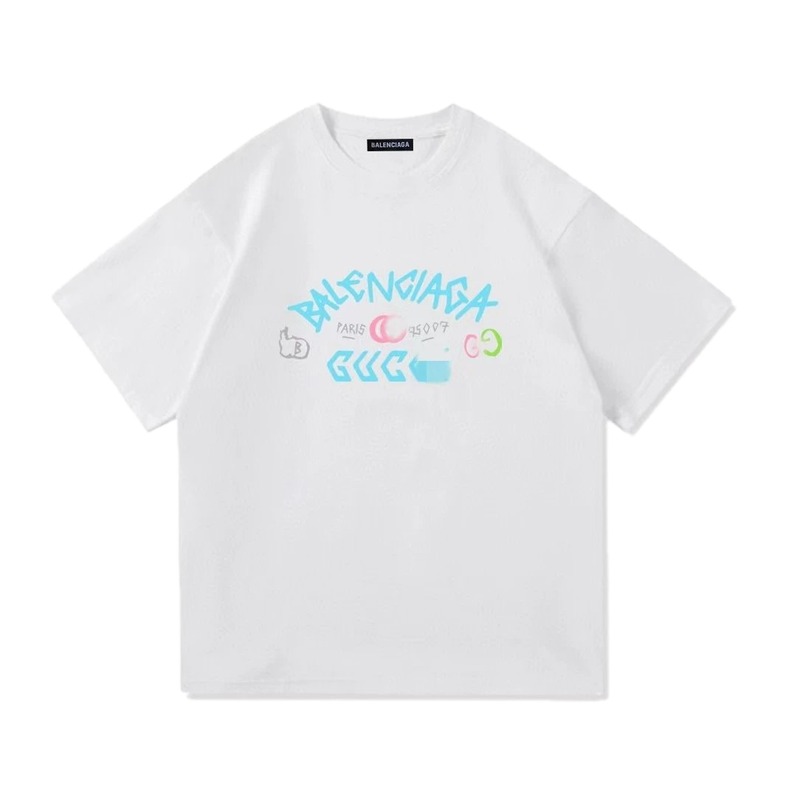 Balenciaga Co-branded Graffiti Street Style White T-Shirt