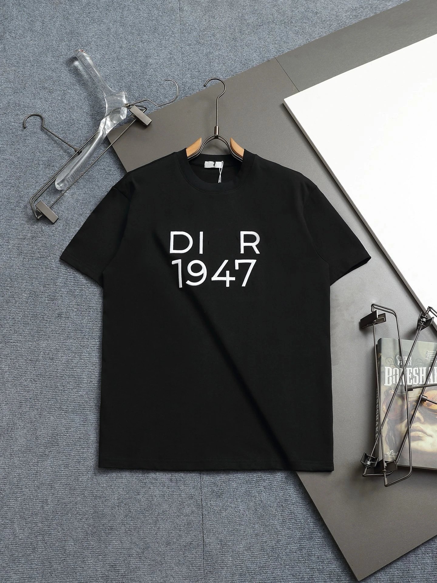 Dior 1947 Minimalist Trendy Black Short-sleeve T-Shirt