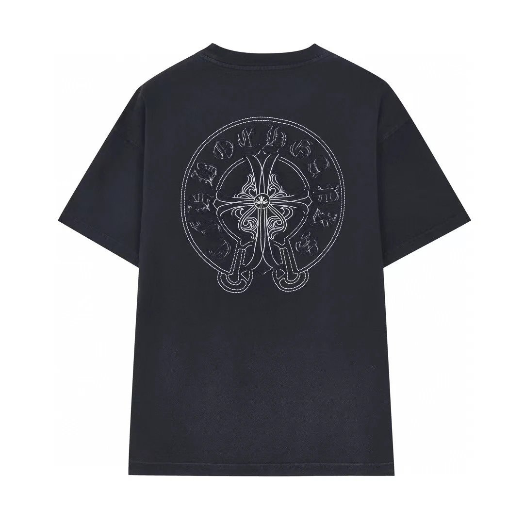 Chrome Hearts Cross Embroidered Street Style Black T-Shirt