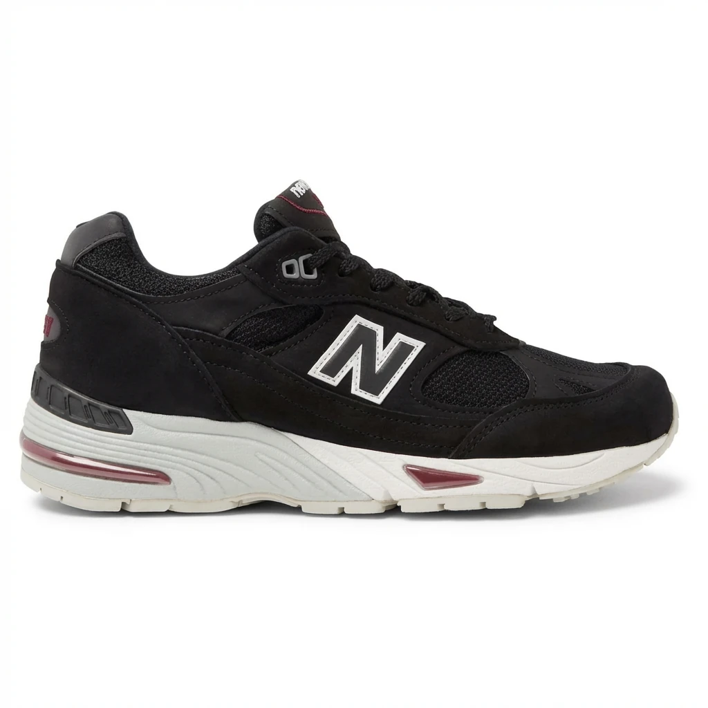 Retro-style black shoes of New Balance