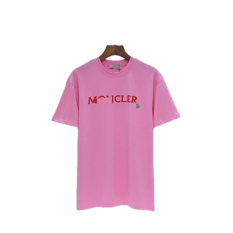 Moncler Embroidered Casual-style Pink T-Shirt