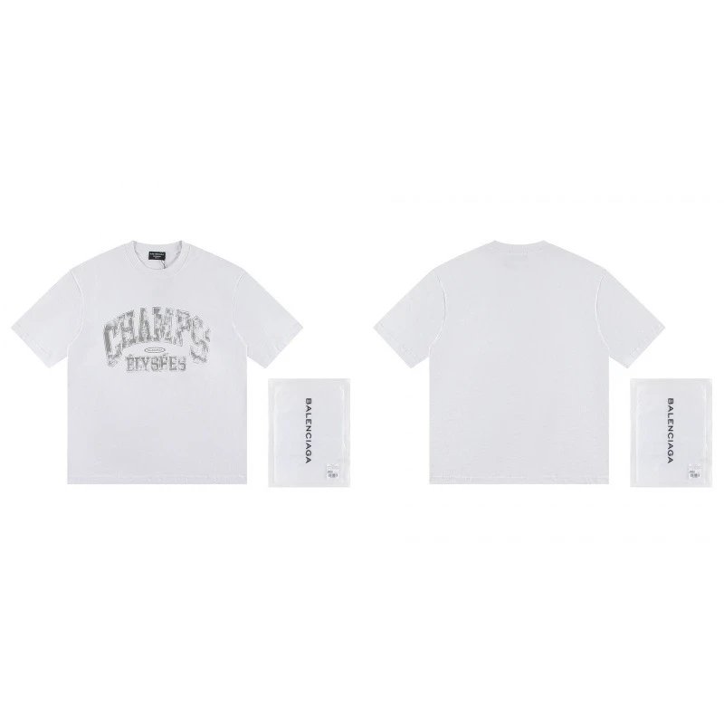 Balenciaga Vintage Distressed Lettering White T-Shirt