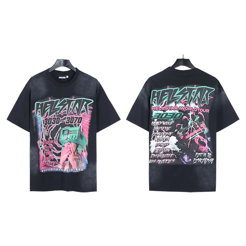 Hellstar World Tour Street Style Black T-Shirt