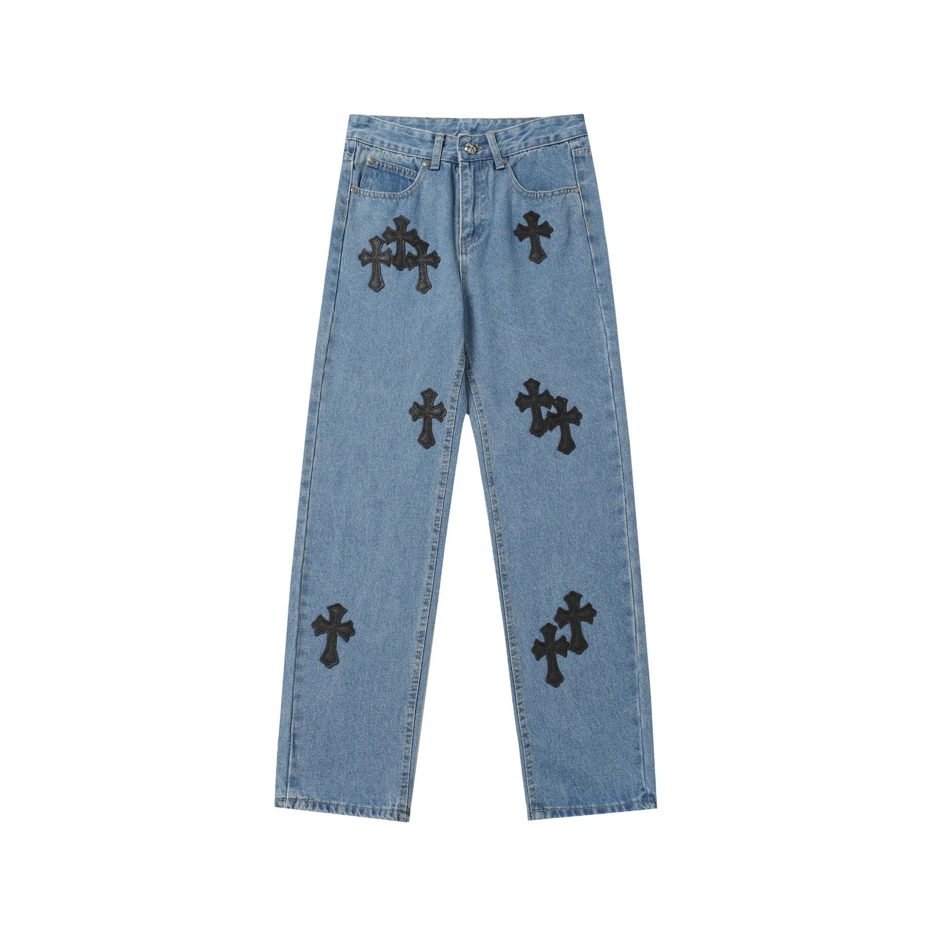 Chrome Hearts Easy Match Graphic jeans Light Denim Jeans for Leisure Wear