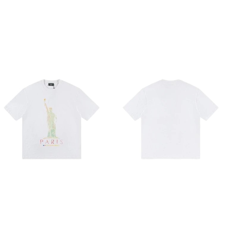 Balenciaga Trendy White T-shirt with Statue of Liberty Print