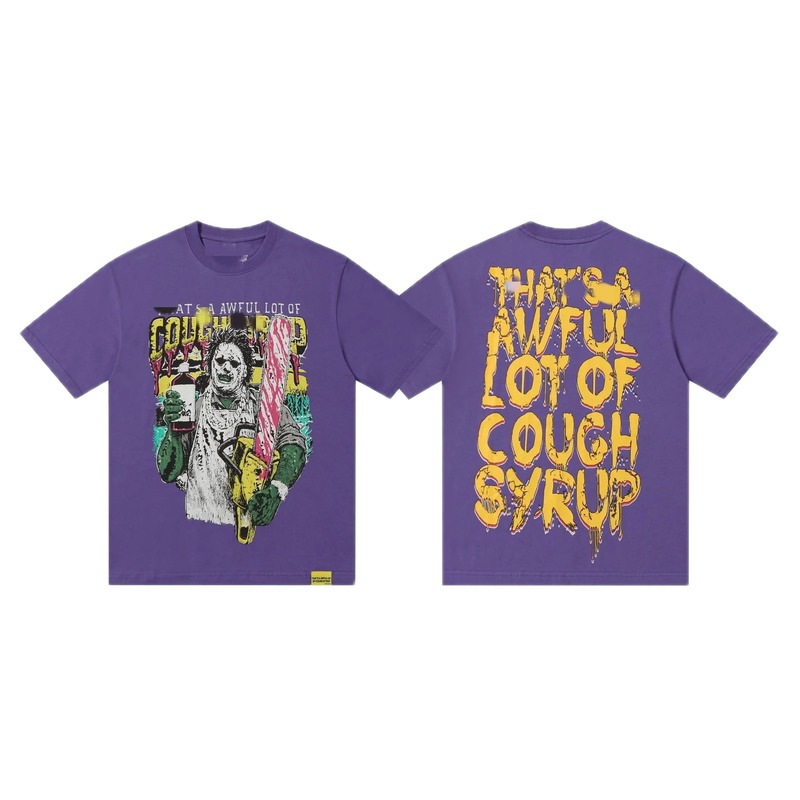 COUGH SYRUP American Street Style Purple Printed Short Sleeve T-Shirt