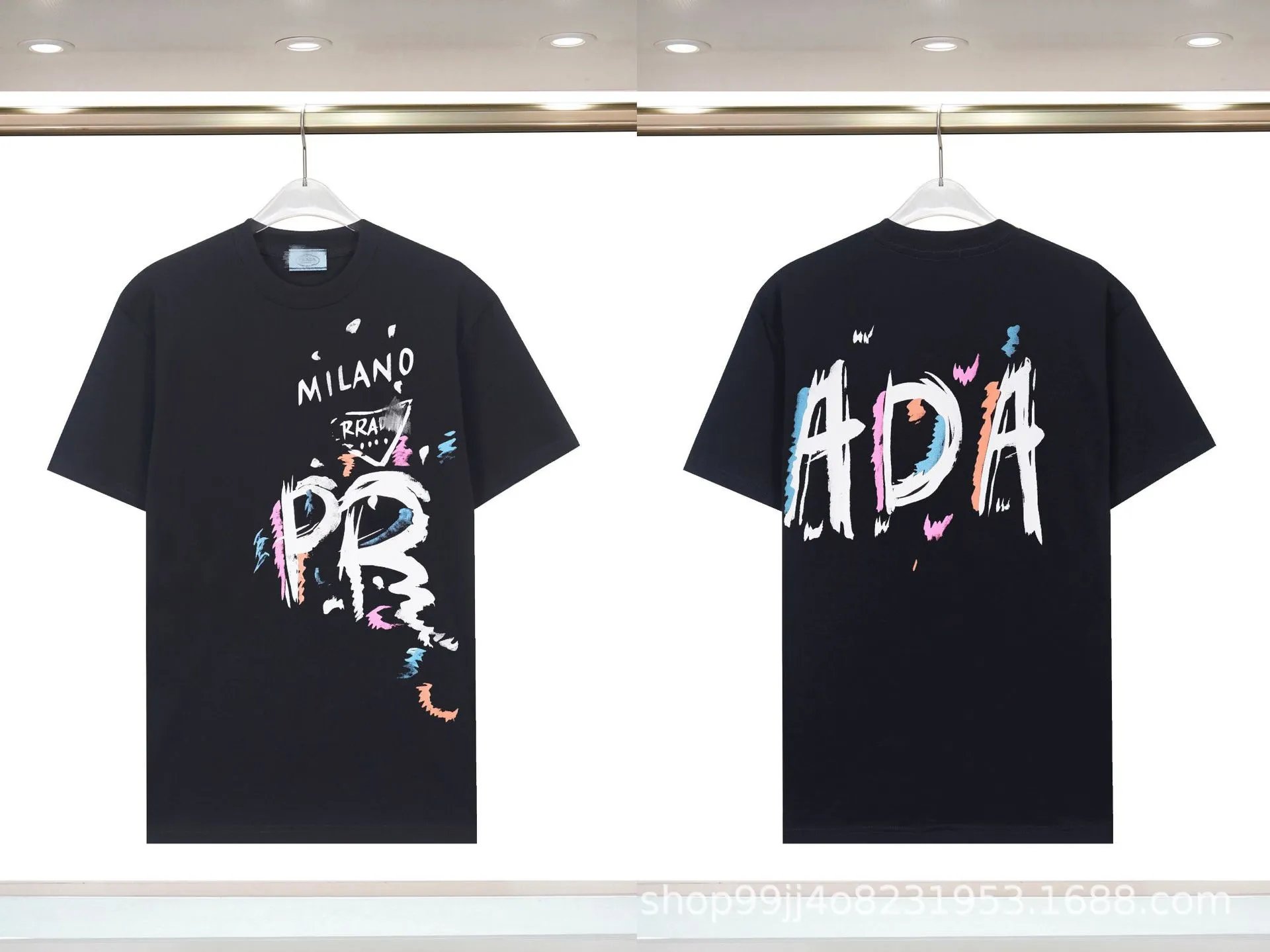 Prada Graffiti Collection Street Style Black T-Shirt