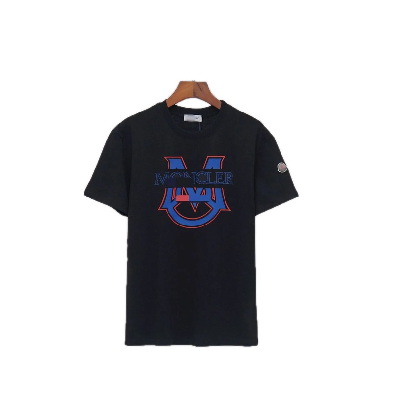 Moncler Big M Collection Casual Style Black T-Shirt