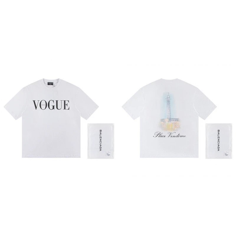 Balenciaga VOGUE Printed Trendy White T-Shirt