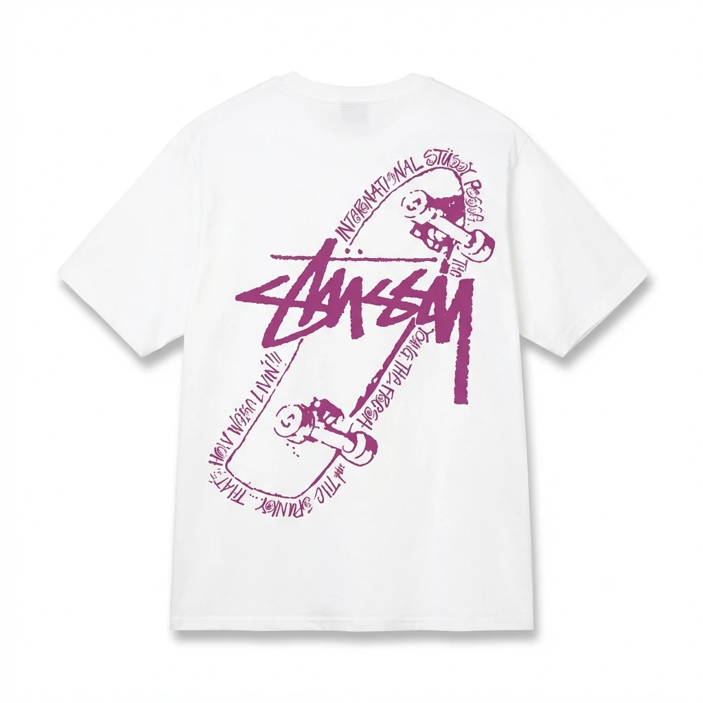 Stussy skateboarding style white T-shirt