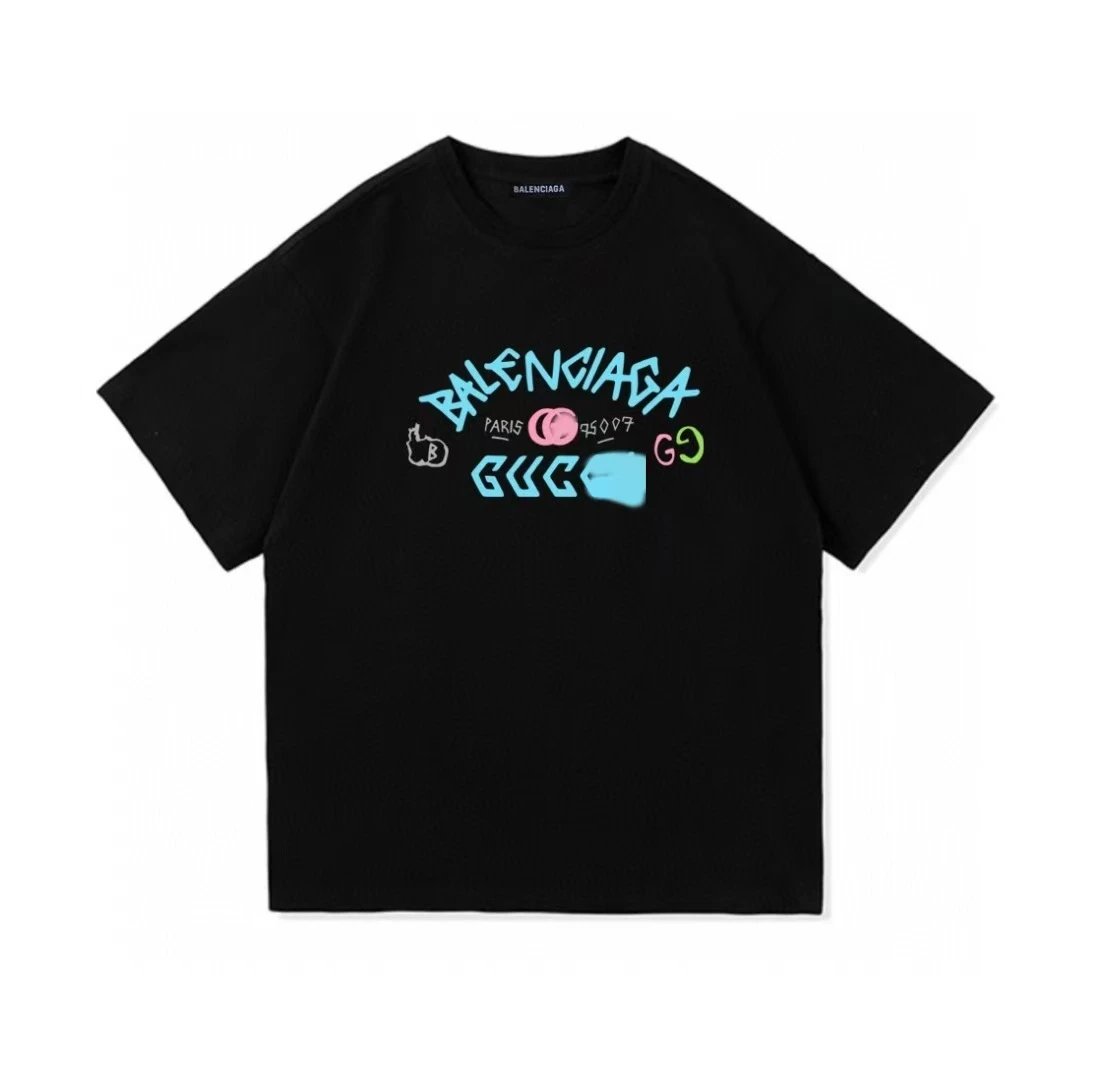 Balenciaga Co-branded Graffiti Street Style Black T-shirt