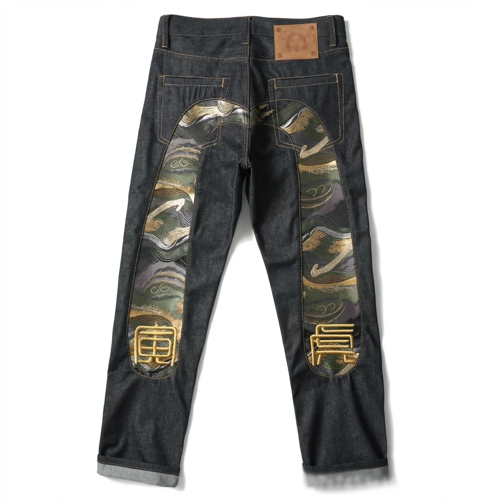 EVISU camouflage retro-style jeans