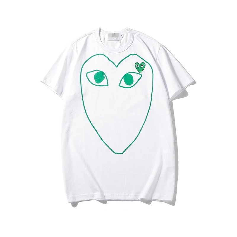 Comme des Garcons PLAY 2023-13 Green Style 2313 Heart Logo T-Shirt Soft Neutral