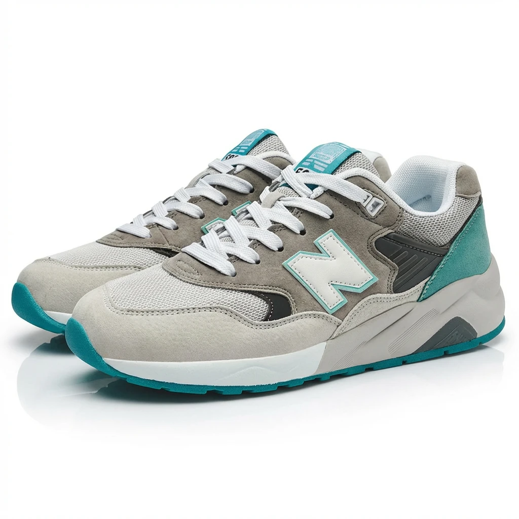 New Balance retro-style gray-green sports shoes