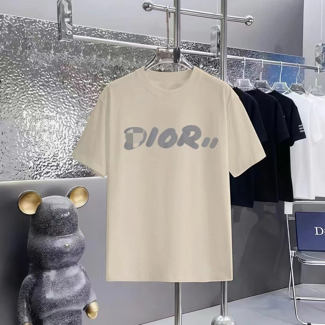 Dior Letter Print Light Luxury Style Beige T-Shirt