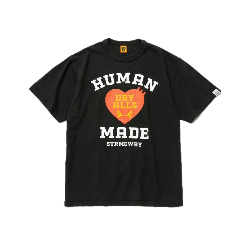 HUMAN MADE Heart Print Vintage Style Black T-Shirt