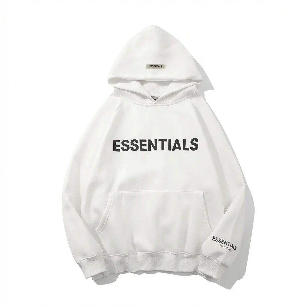 ESSENTIALS minimalist style white sweatshirt