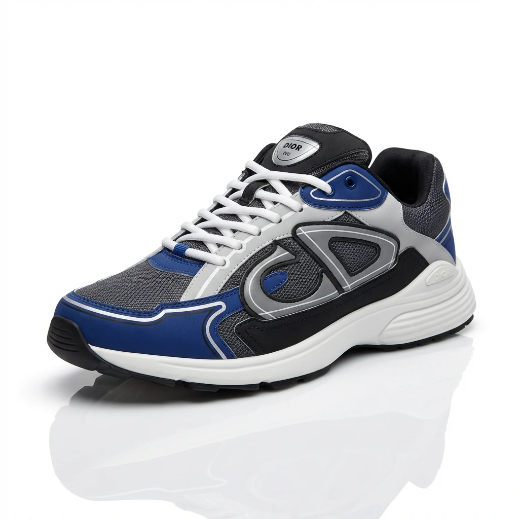 Dior retro-style blue and black sports shoes