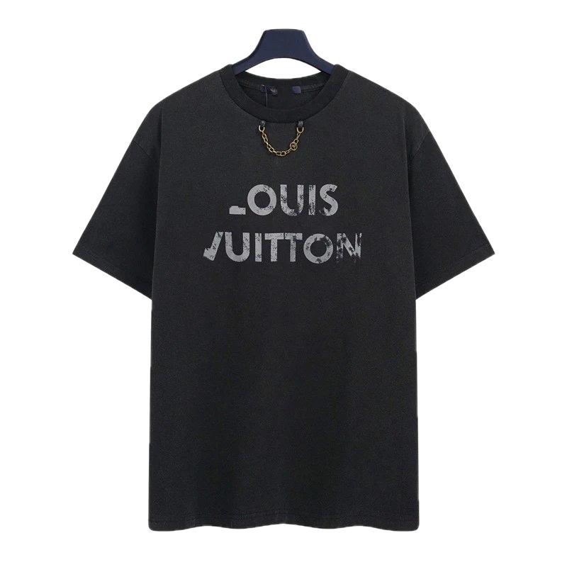 Louis Vuitton Distressed Print Cool Trendy Black T-Shirt