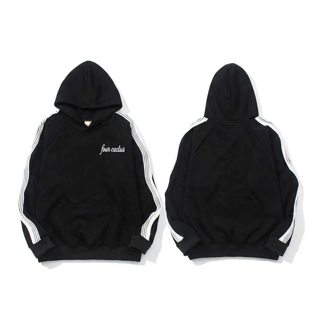 Other black hoodies with side stripes style
