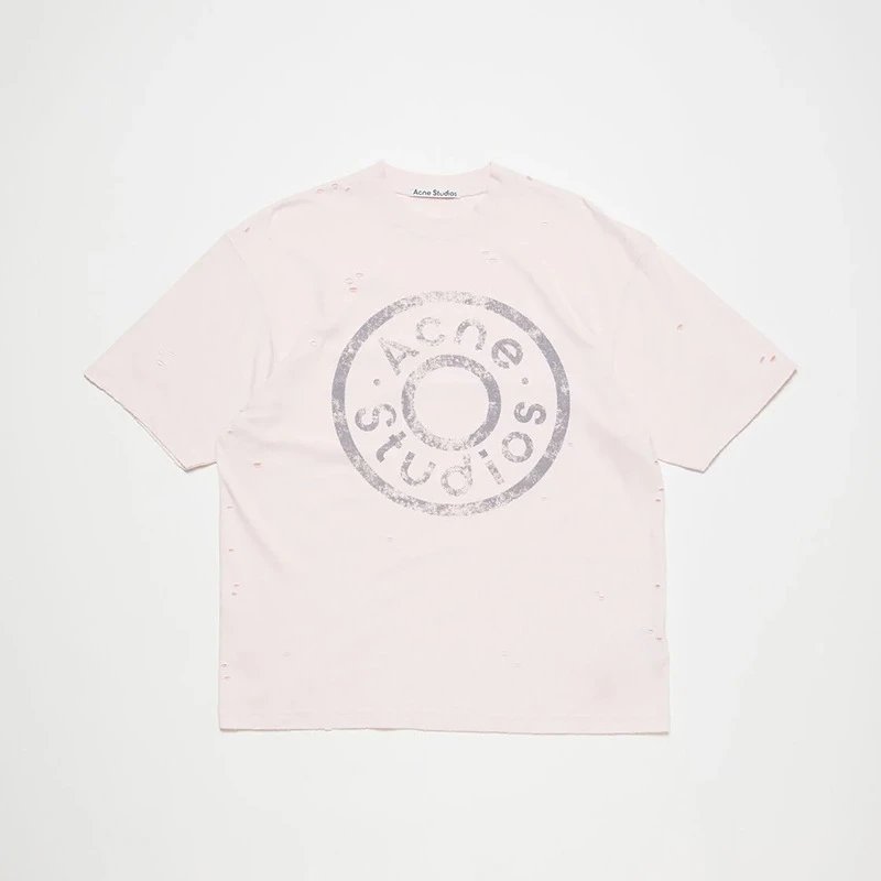 Acne Studios 2090-80 Pink Multicolor Pink Style Ac908041 Stockholm Logo T-Shirt Commuter Look