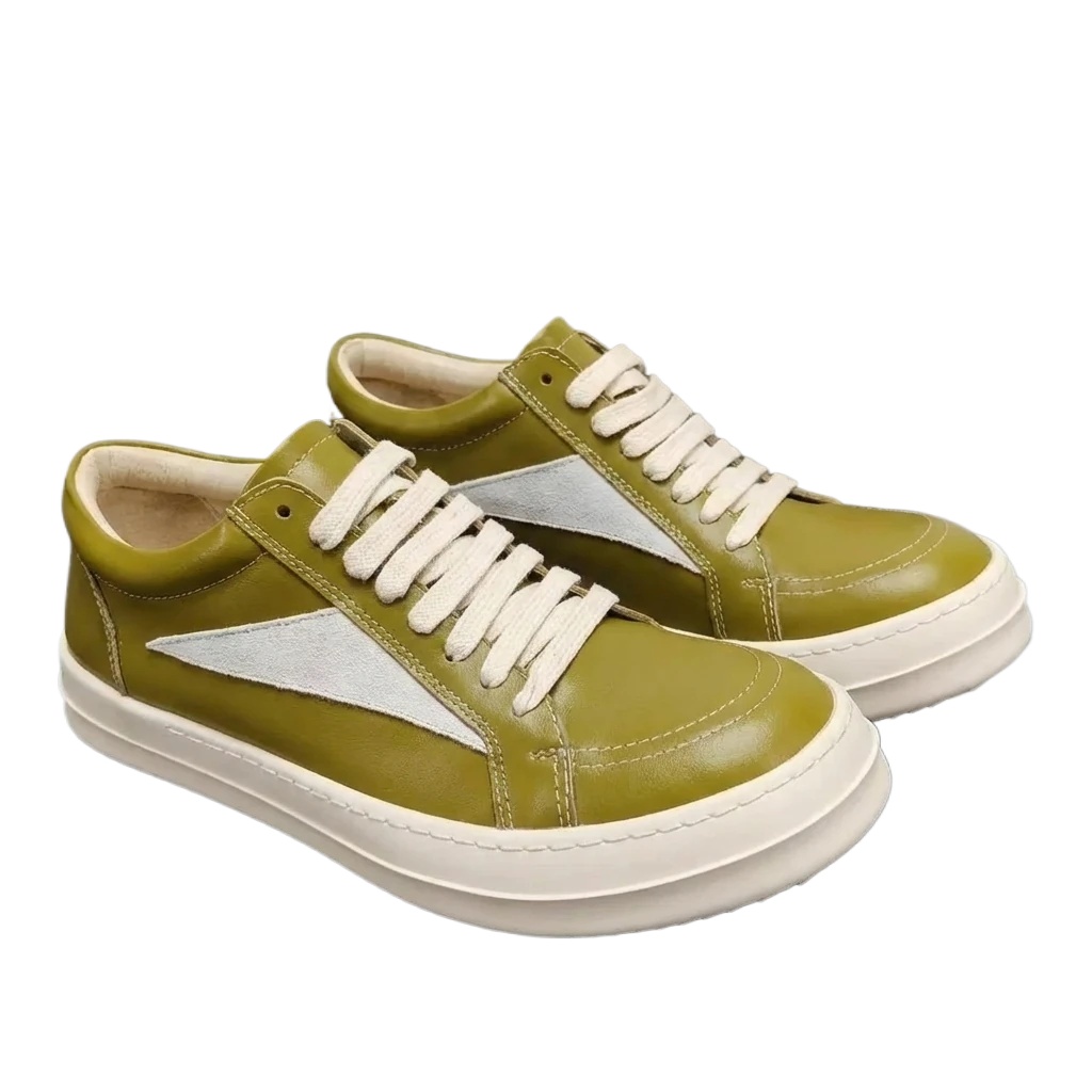 Rick Owens retro-style olive green skate shoes