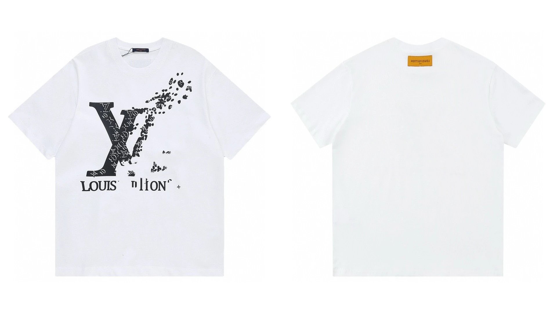 Louis Vuitton Dissolved Print Trendy Short Sleeve White T-Shirt