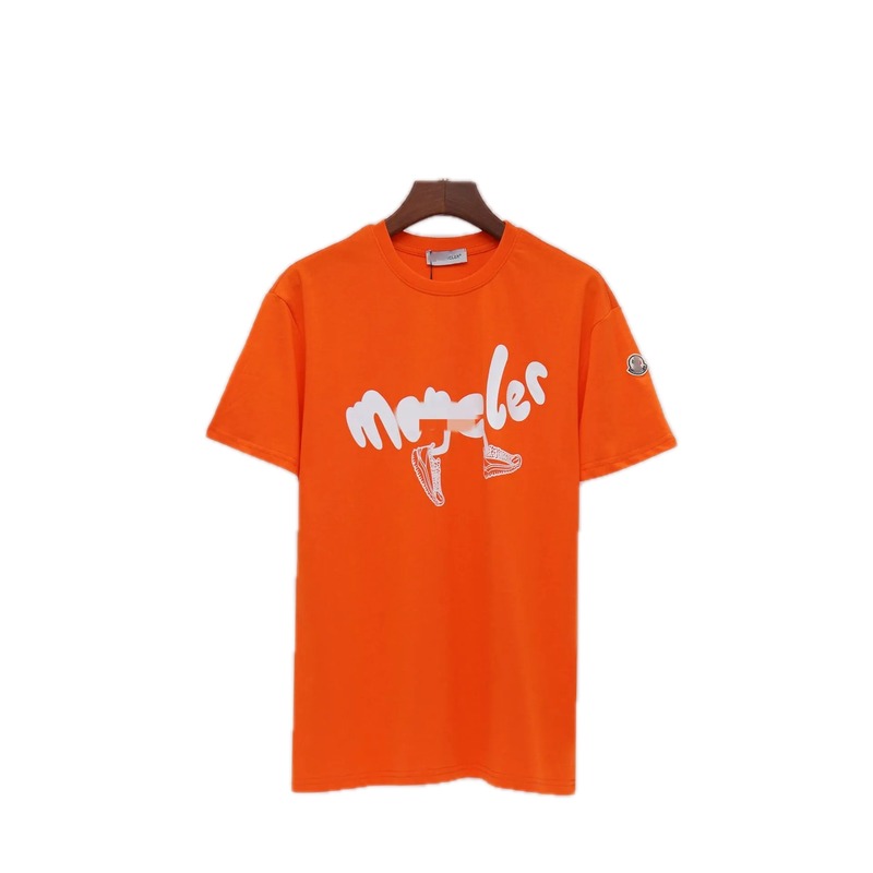 Moncler Printed Casual-style Orange Short-sleeve T-shirt