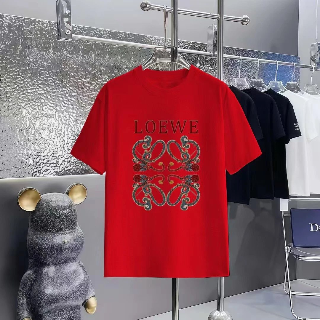 LOEWE Totem Print Vintage-Style Red T-Shirt