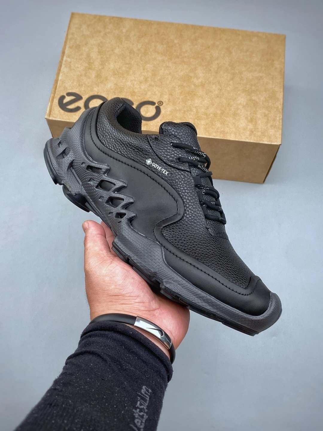 ECCO Black Outdoor Sneakers Defined by Treaded Trail Sole